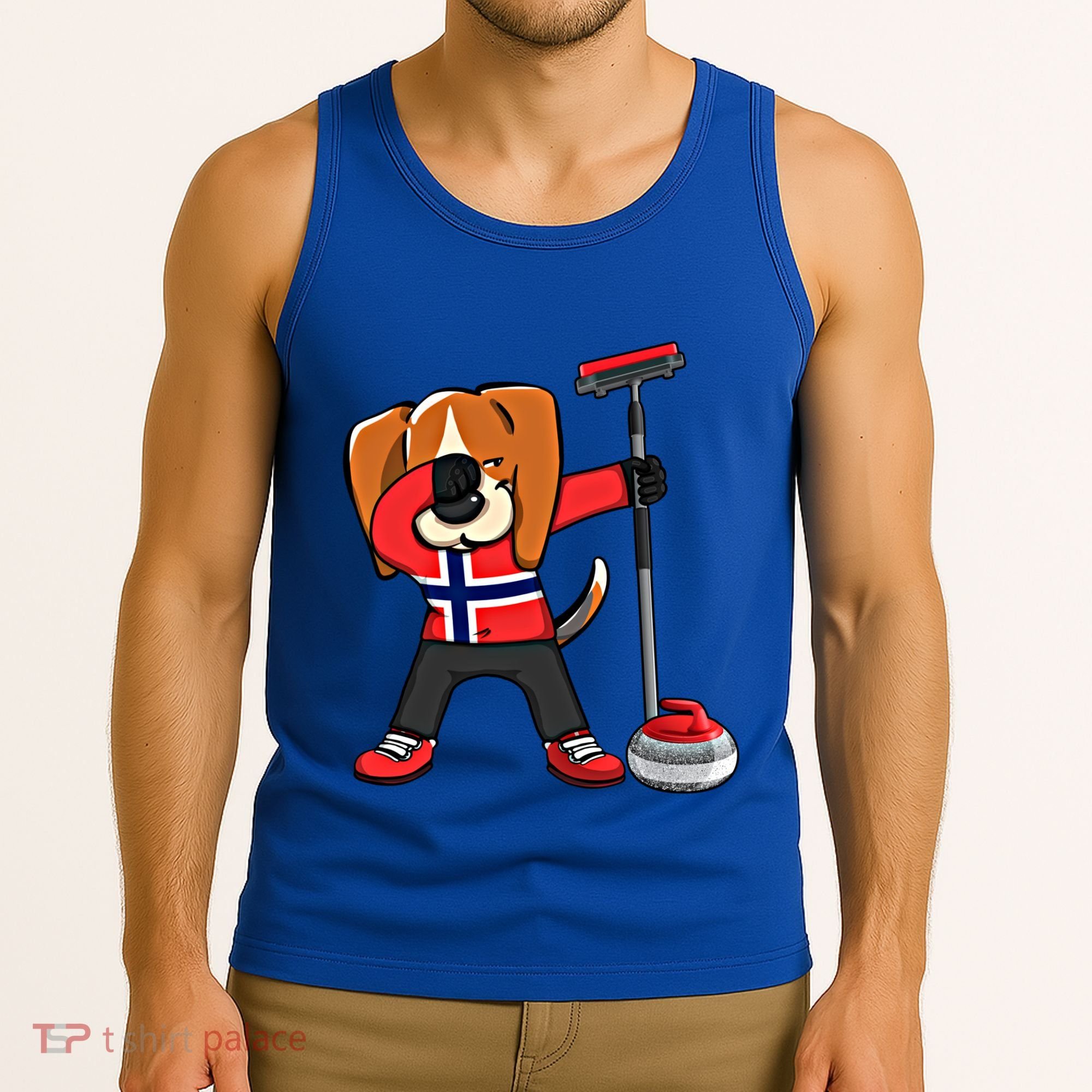 Dabbing Beagle Dog Norway Curling Lovers Jersey Winter Sport Gift Tank Top