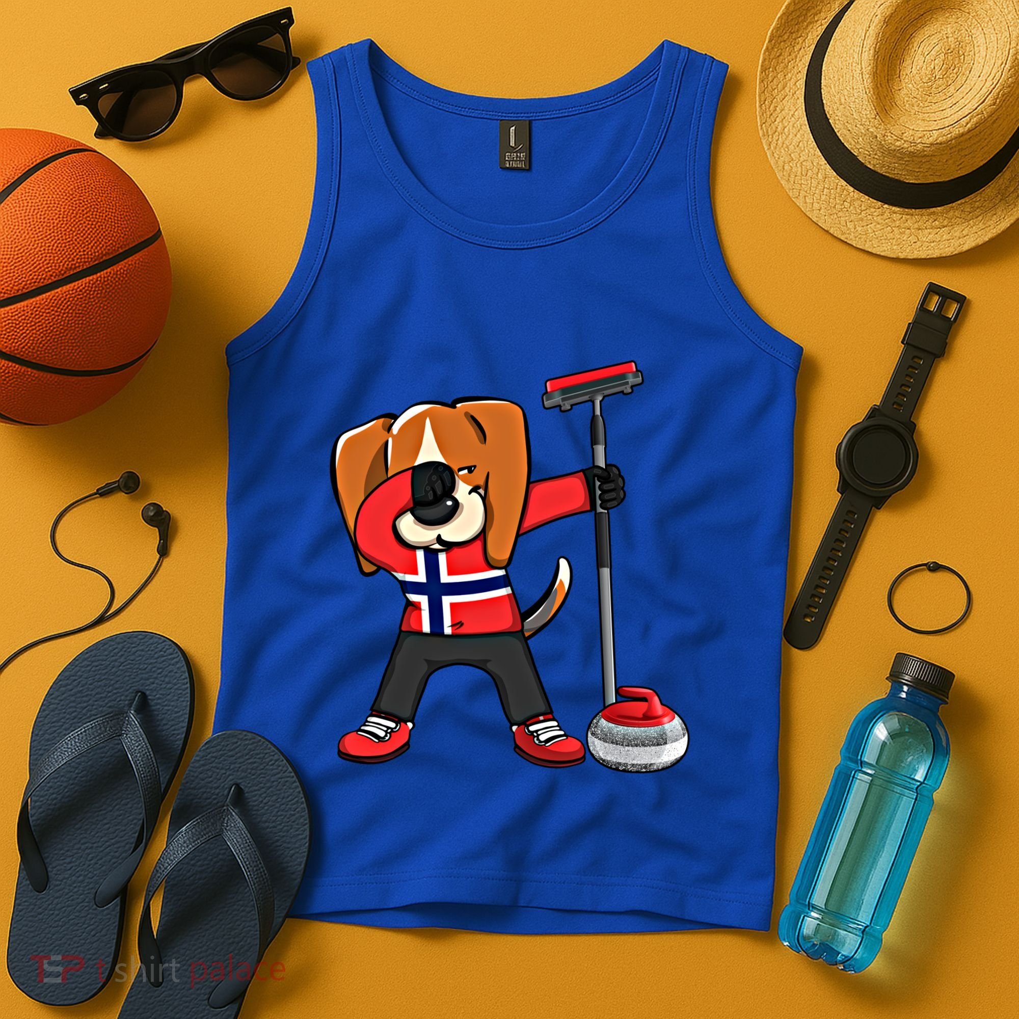 Dabbing Beagle Dog Norway Curling Lovers Jersey Winter Sport Gift Tank Top