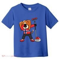 Dabbing Beagle Dog Norway Curling Lovers Jersey Winter Sport Gift Toddler T-Shirt thumb 0