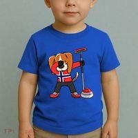 Dabbing Beagle Dog Norway Curling Lovers Jersey Winter Sport Gift Toddler T-Shirt thumb 2