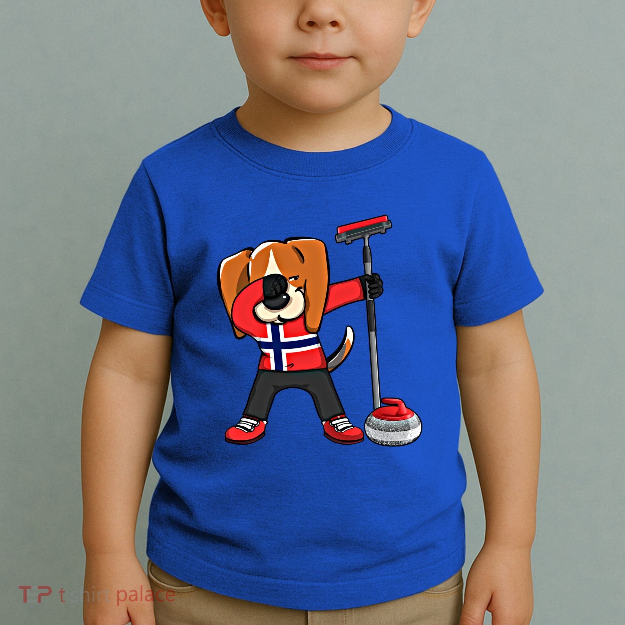 Dabbing Beagle Dog Norway Curling Lovers Jersey Winter Sport Gift Toddler T-Shirt