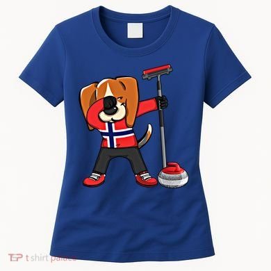 Dabbing Beagle Dog Norway Curling Lovers Jersey Winter Sport Gift Women's T-Shirt