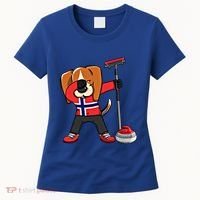 Dabbing Beagle Dog Norway Curling Lovers Jersey Winter Sport Gift Women's T-Shirt thumb 0