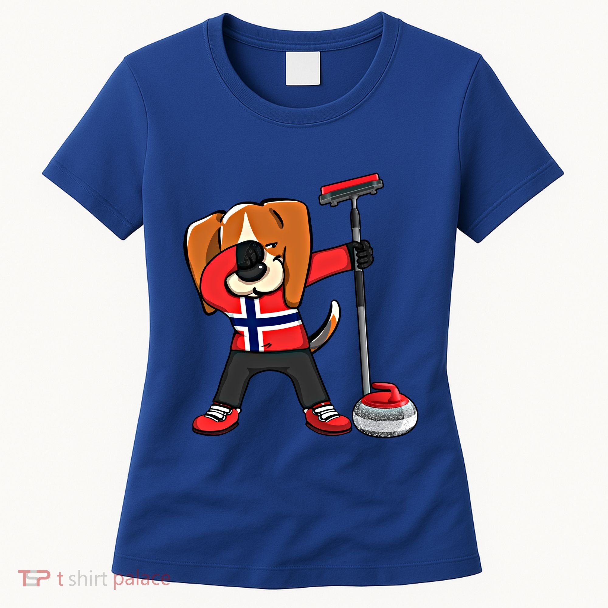 Dabbing Beagle Dog Norway Curling Lovers Jersey Winter Sport Gift Women's T-Shirt