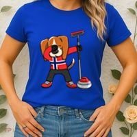 Dabbing Beagle Dog Norway Curling Lovers Jersey Winter Sport Gift Women's T-Shirt thumb 2