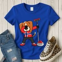 Dabbing Beagle Dog Norway Curling Lovers Jersey Winter Sport Gift Women's T-Shirt thumb 3