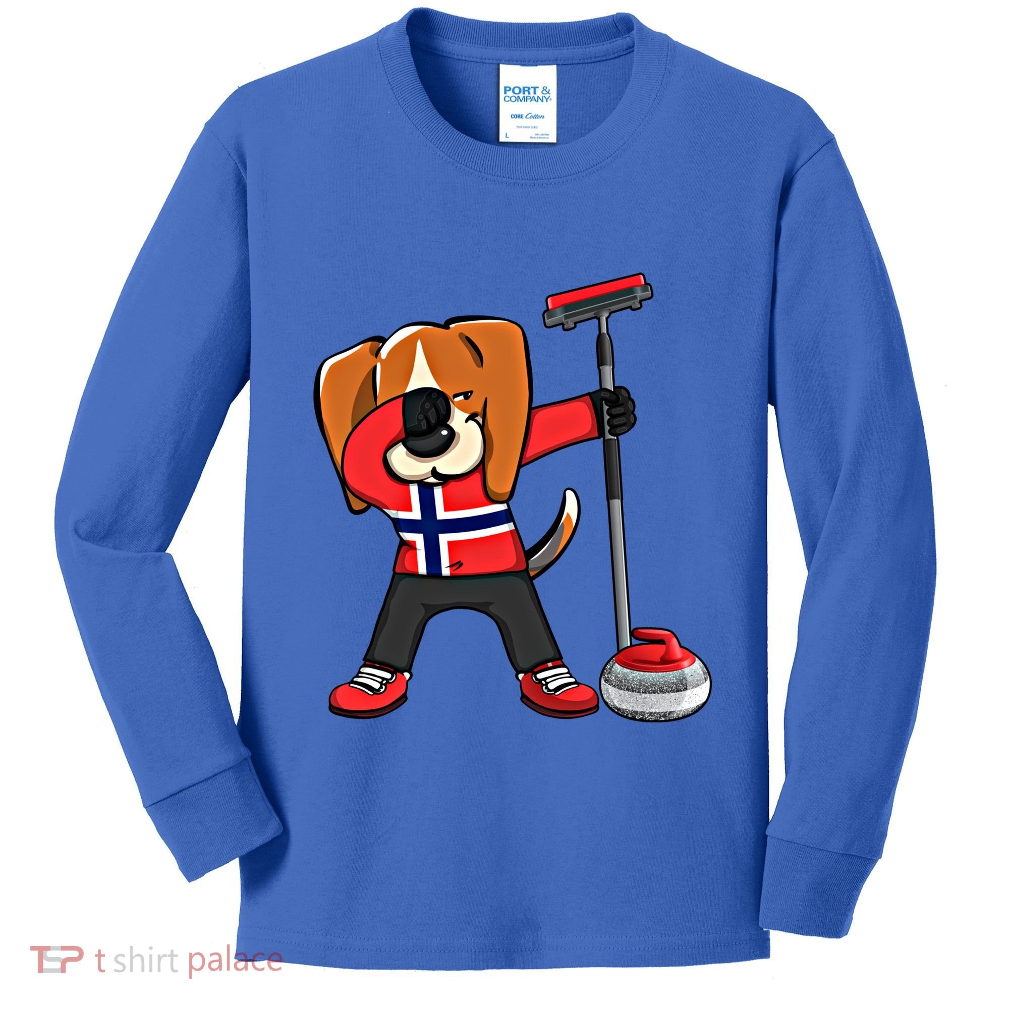 Dabbing Beagle Dog Norway Curling Lovers Jersey Winter Sport Gift Kids Long Sleeve Shirt