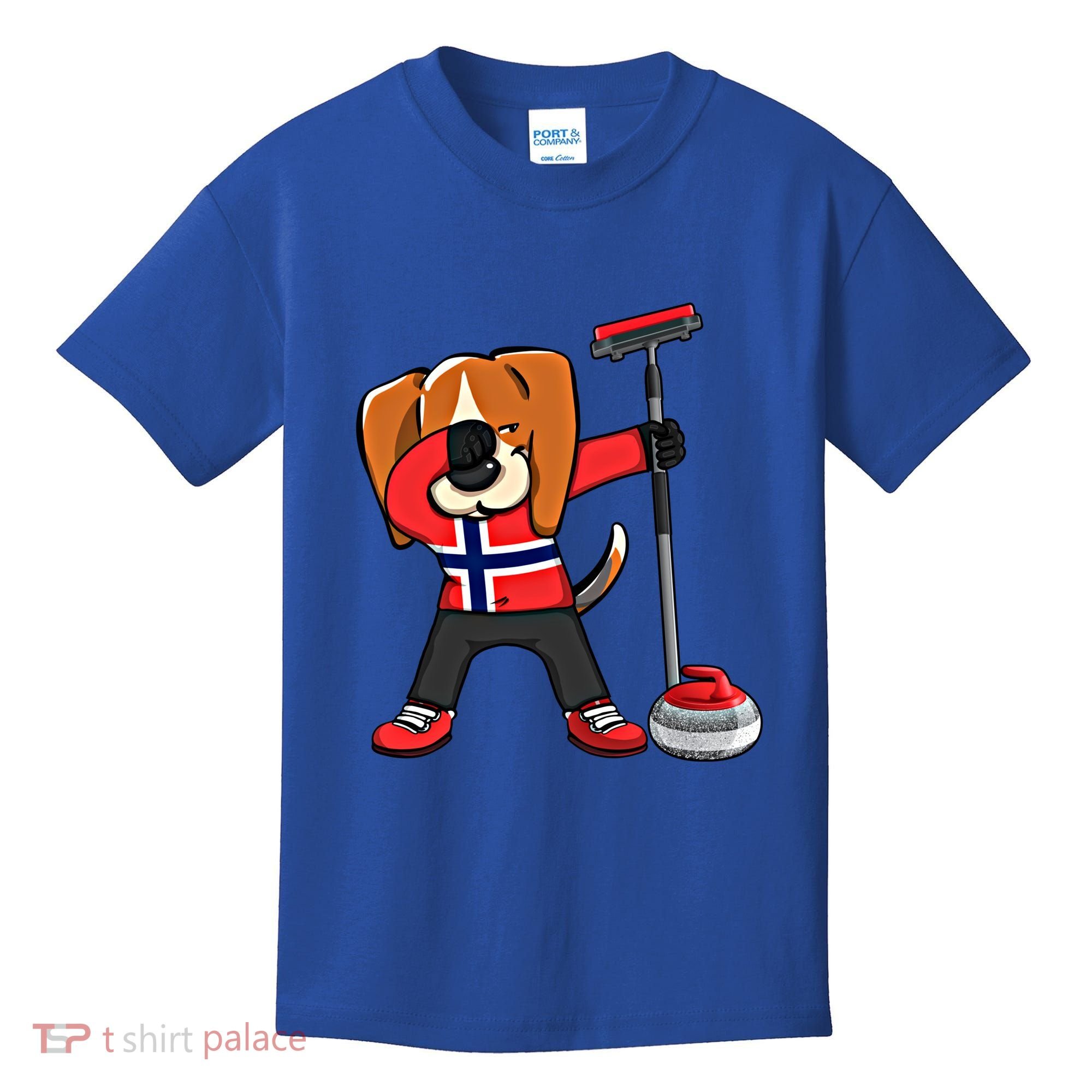 Dabbing Beagle Dog Norway Curling Lovers Jersey Winter Sport Gift Kids T-Shirt