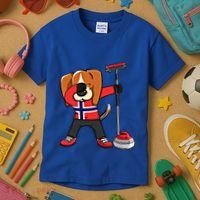Dabbing Beagle Dog Norway Curling Lovers Jersey Winter Sport Gift Kids T-Shirt thumb 3