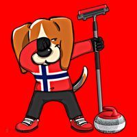 Dabbing Beagle Dog Norway Curling Lovers Jersey Winter Sport Gift Santa Hat thumb 1