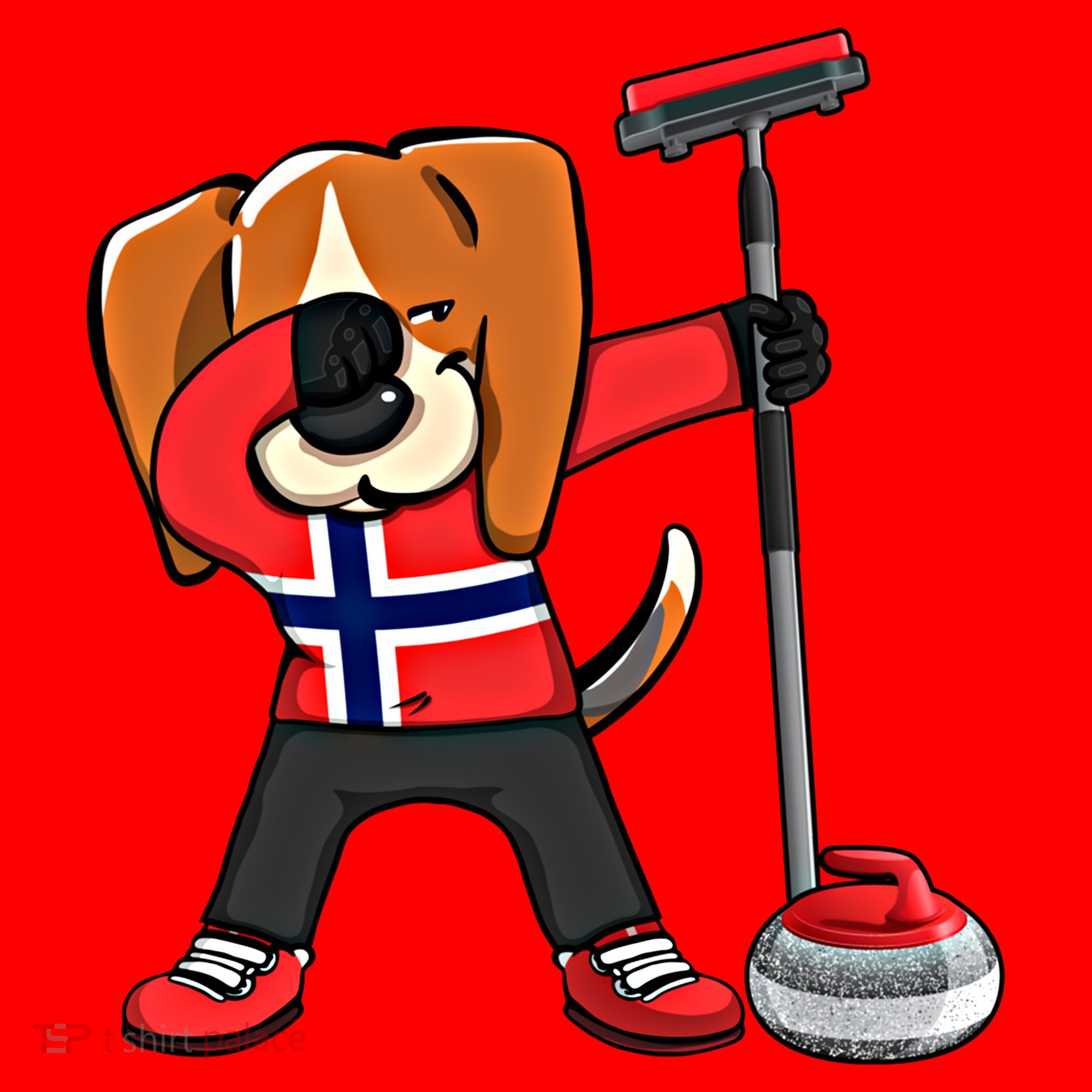Dabbing Beagle Dog Norway Curling Lovers Jersey Winter Sport Gift Santa Hat