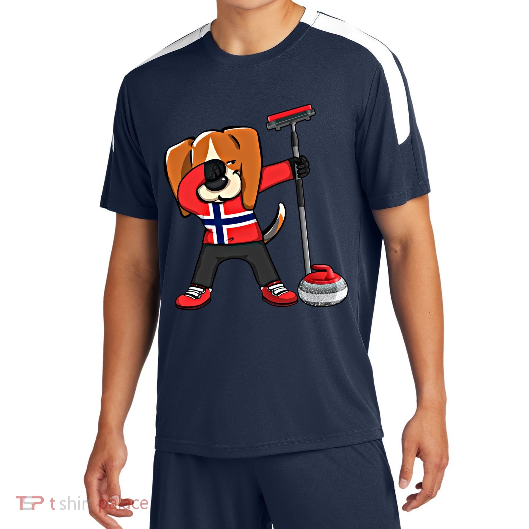 Dabbing Beagle Dog Norway Curling Lovers Jersey Winter Sport Gift Sport-Tek Competitor United Soccer Jersey
