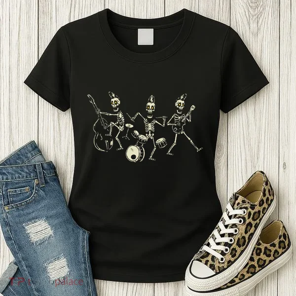 Dem Bones Dancing Singing Skeleton Rock Band Women's T-Shirt