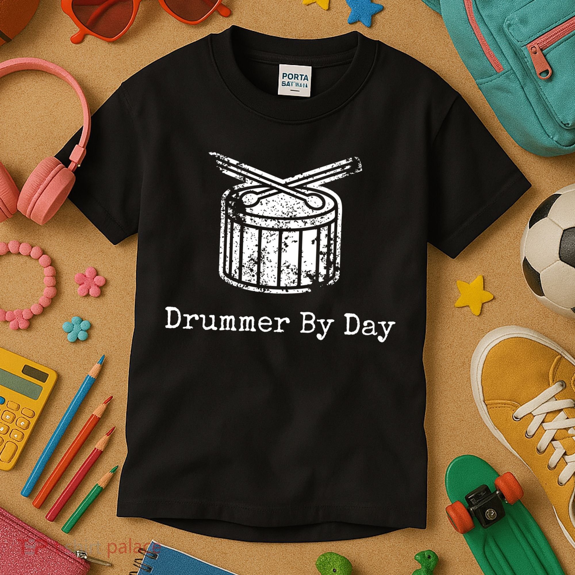 Drummer By Day Kids T-Shirt
