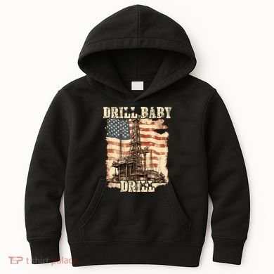 Drill Baby Drill American Flag Design Kids Hoodie