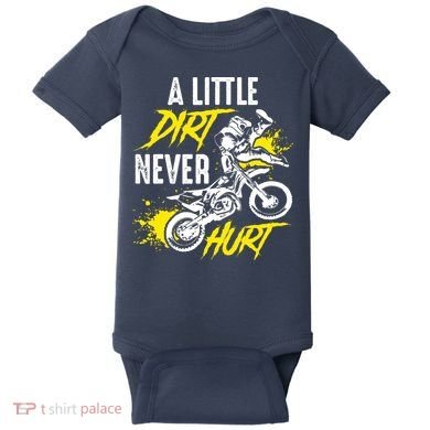 Dirt Bike Dirt Never Hurt Motocross Baby Bodysuit