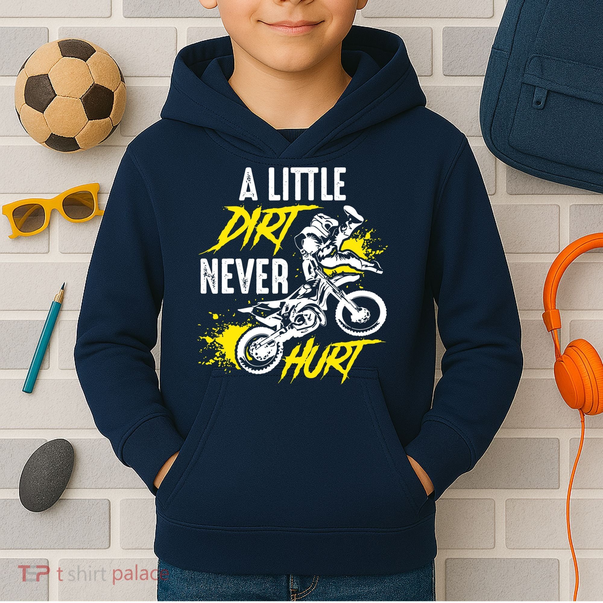 Dirt Bike Dirt Never Hurt Motocross Kids Hoodie