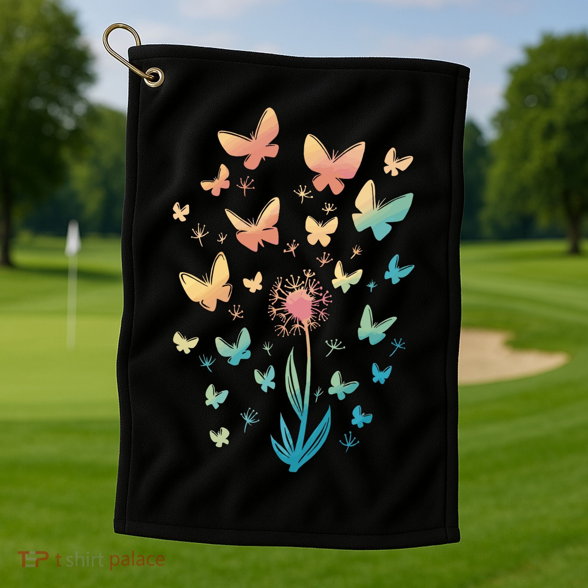 Dandelion Butterfly Golf Towel