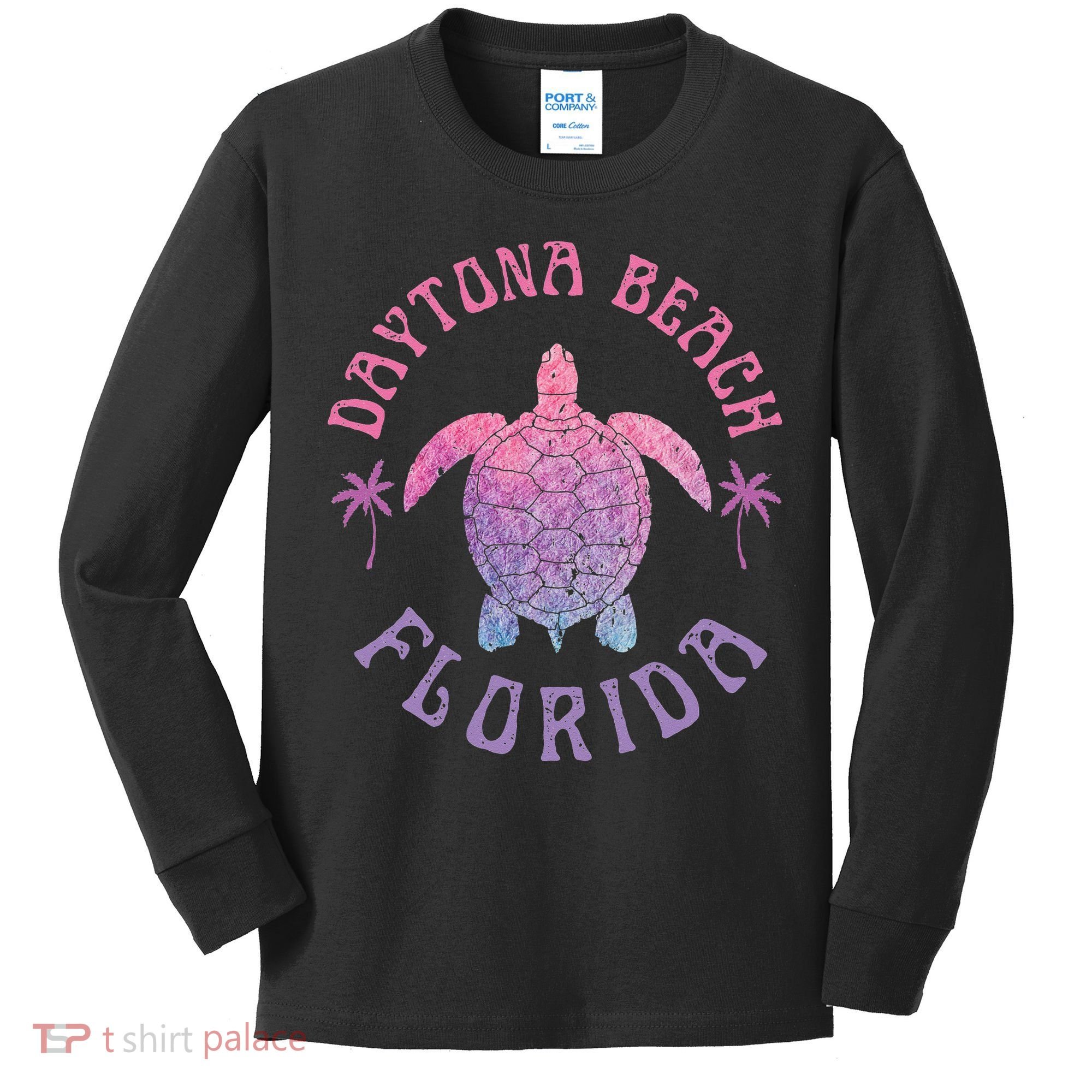 Daytona Beach Florida Sea Turtle Summer Vacation Kids Long Sleeve Shirt