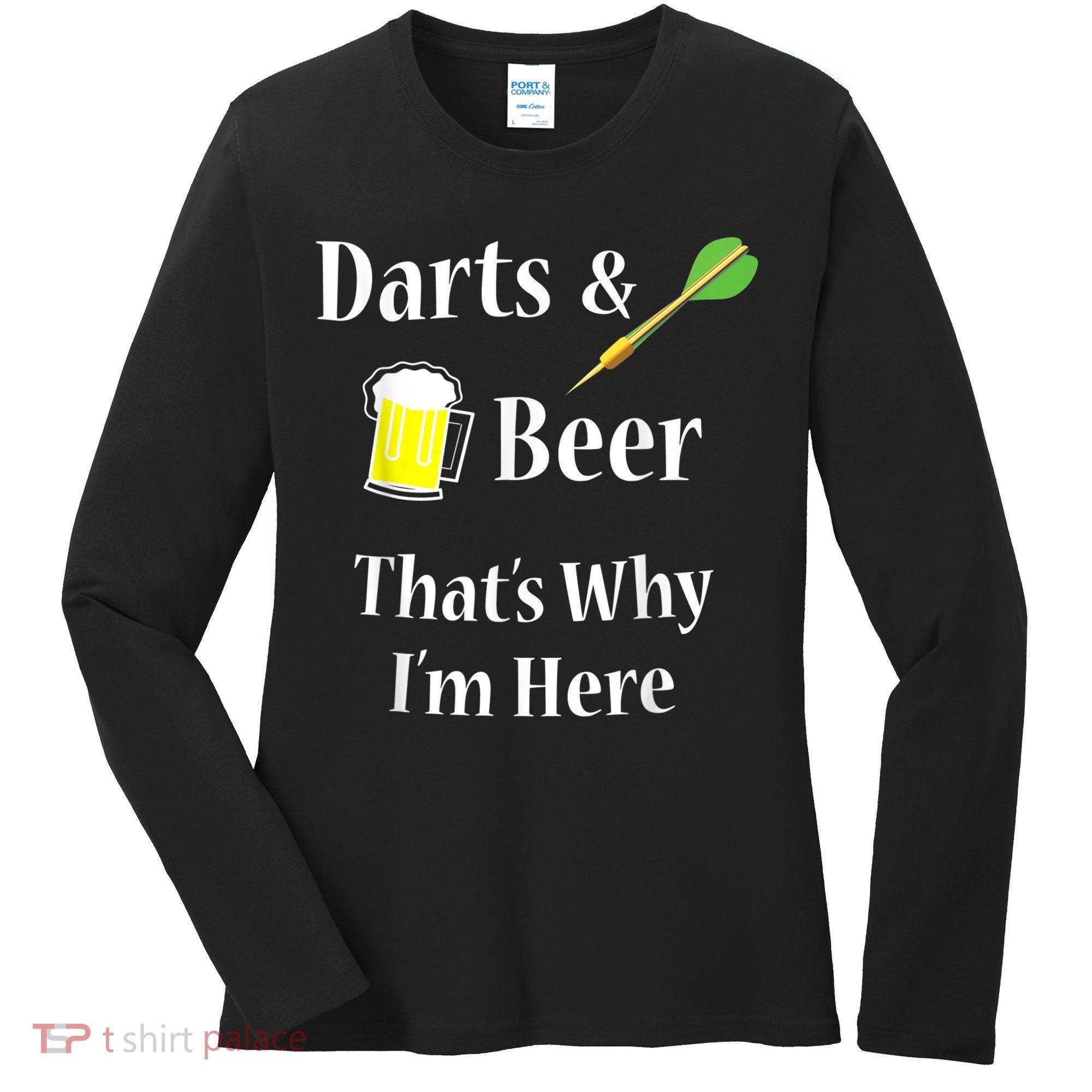 Darts Beer Funny For Dart Player Women's Long Sleeve Shirt