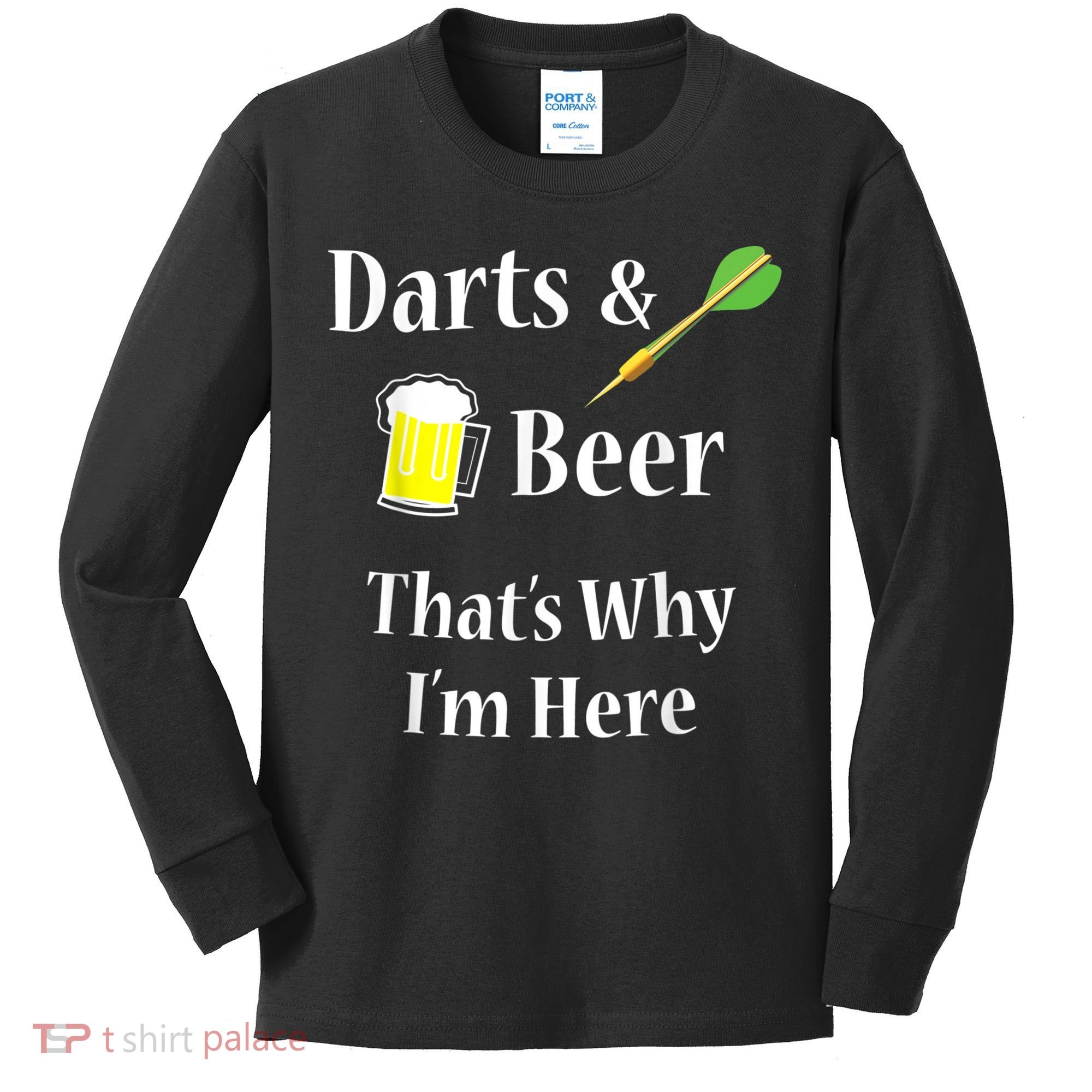 Darts Beer Funny For Dart Player Kids Long Sleeve Shirt