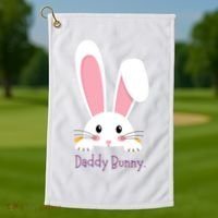 Daddy Bunny Funny Easter Family Bunny Golf Towel thumb 1