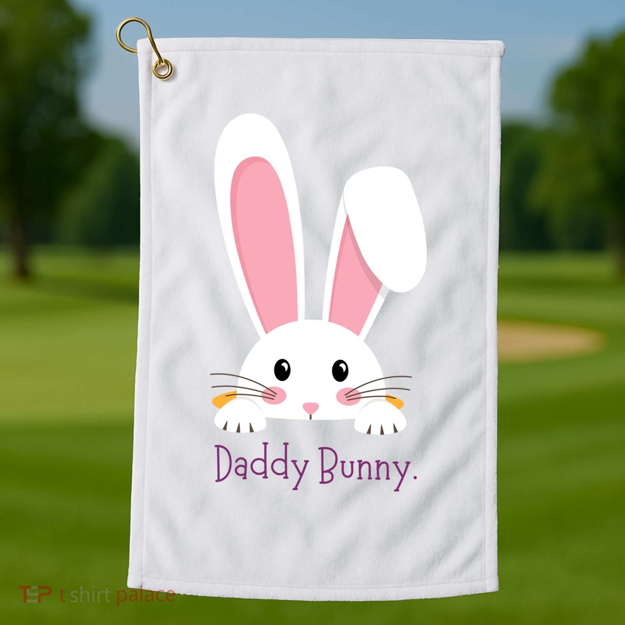 Daddy Bunny Funny Easter Family Bunny Golf Towel