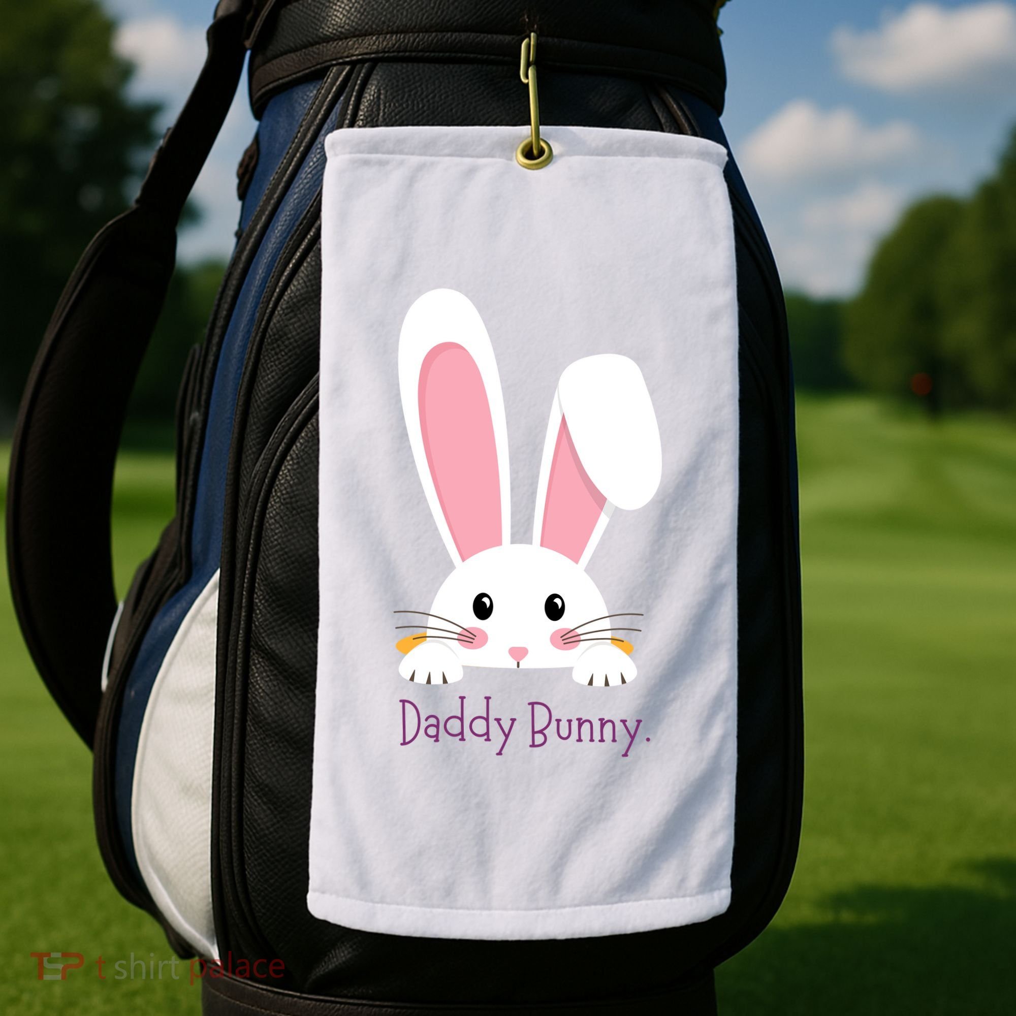 Daddy Bunny Funny Easter Family Bunny Golf Towel