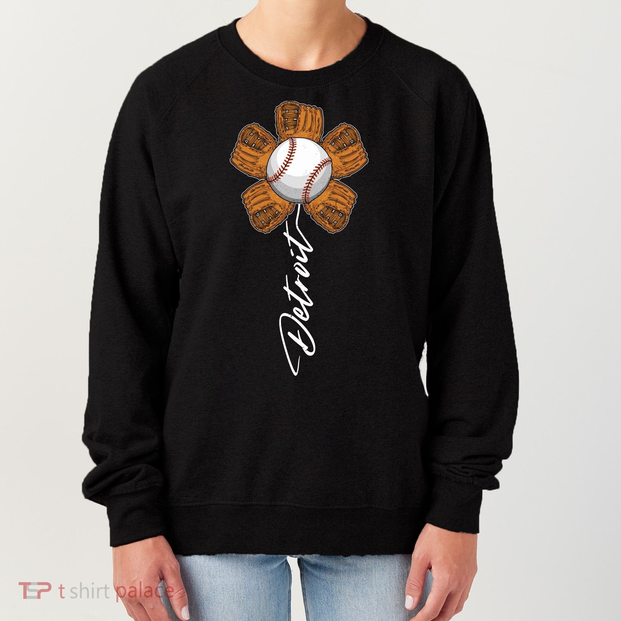 Detroit Baseball Flower Sports Fan Women's Sweatshirt