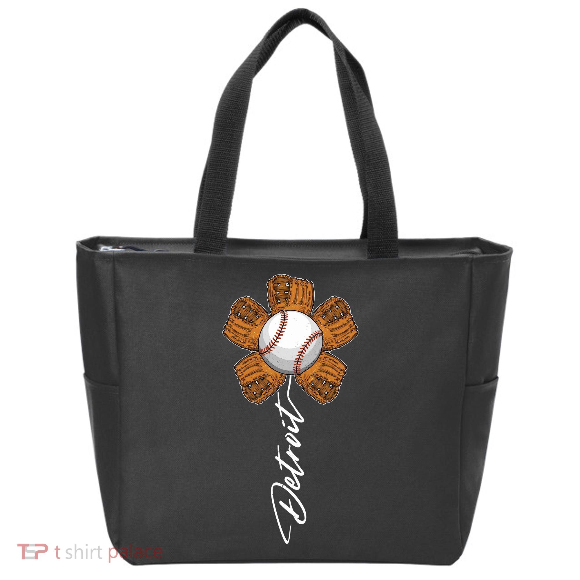 Detroit Baseball Flower Sports Fan Tote Bag