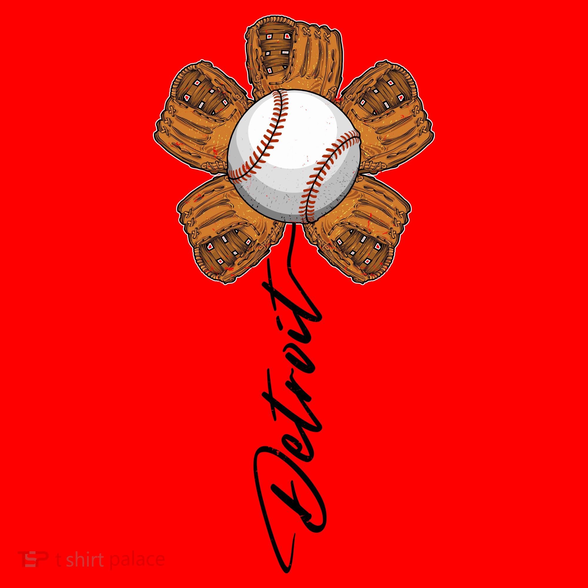 Detroit Baseball Flower Sports Fan Santa Hat