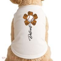 Detroit Baseball Flower Sports Fan Doggie Tank thumb 0