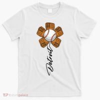 Detroit Baseball Flower Sports Fan T-Shirt thumb 0
