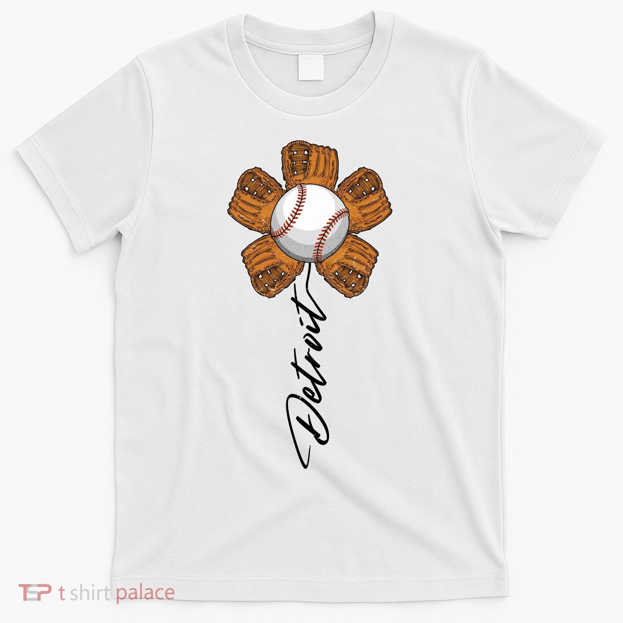 Detroit Baseball Flower Sports Fan T-Shirt