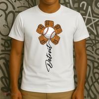 Detroit Baseball Flower Sports Fan T-Shirt thumb 3