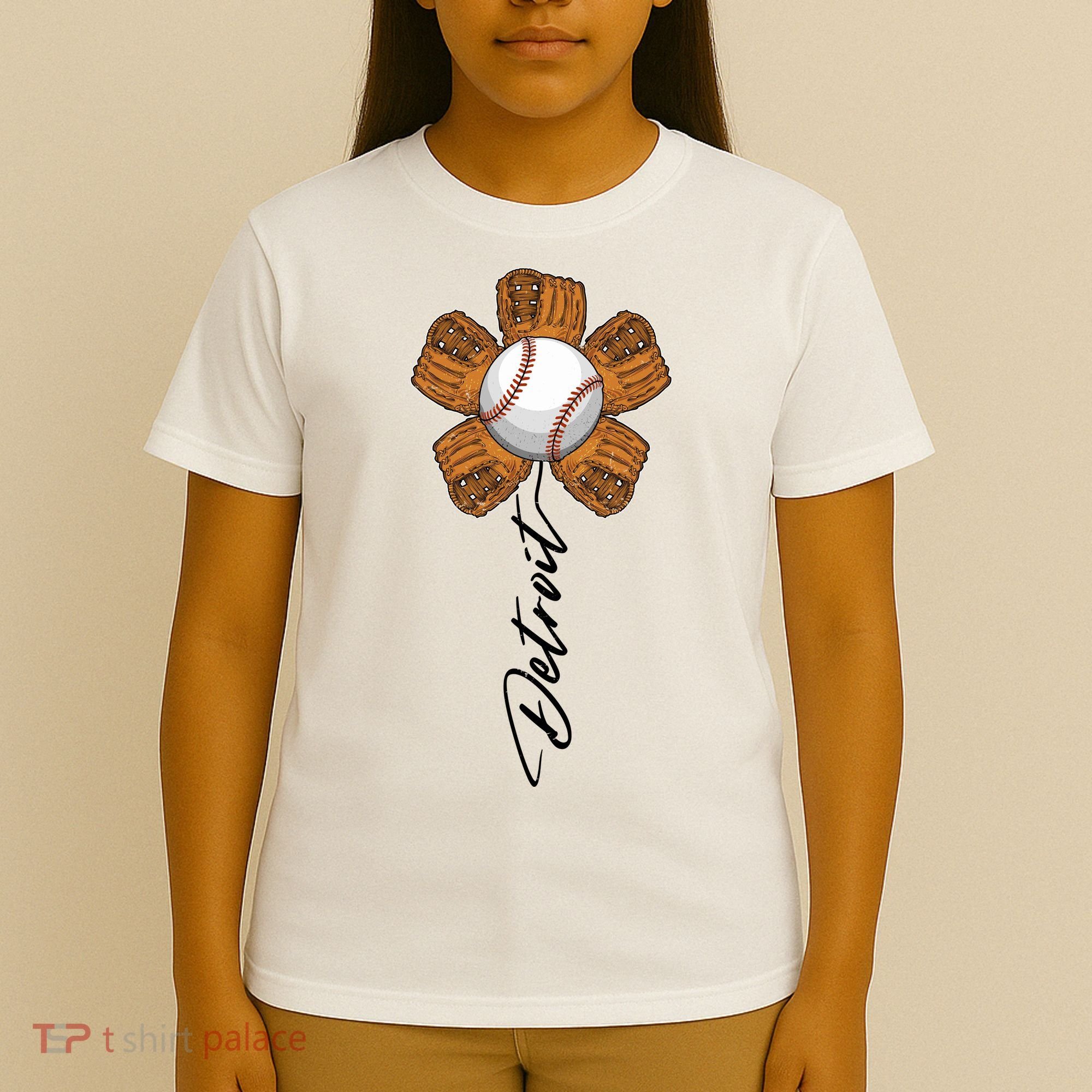 Detroit Baseball Flower Sports Fan T-Shirt