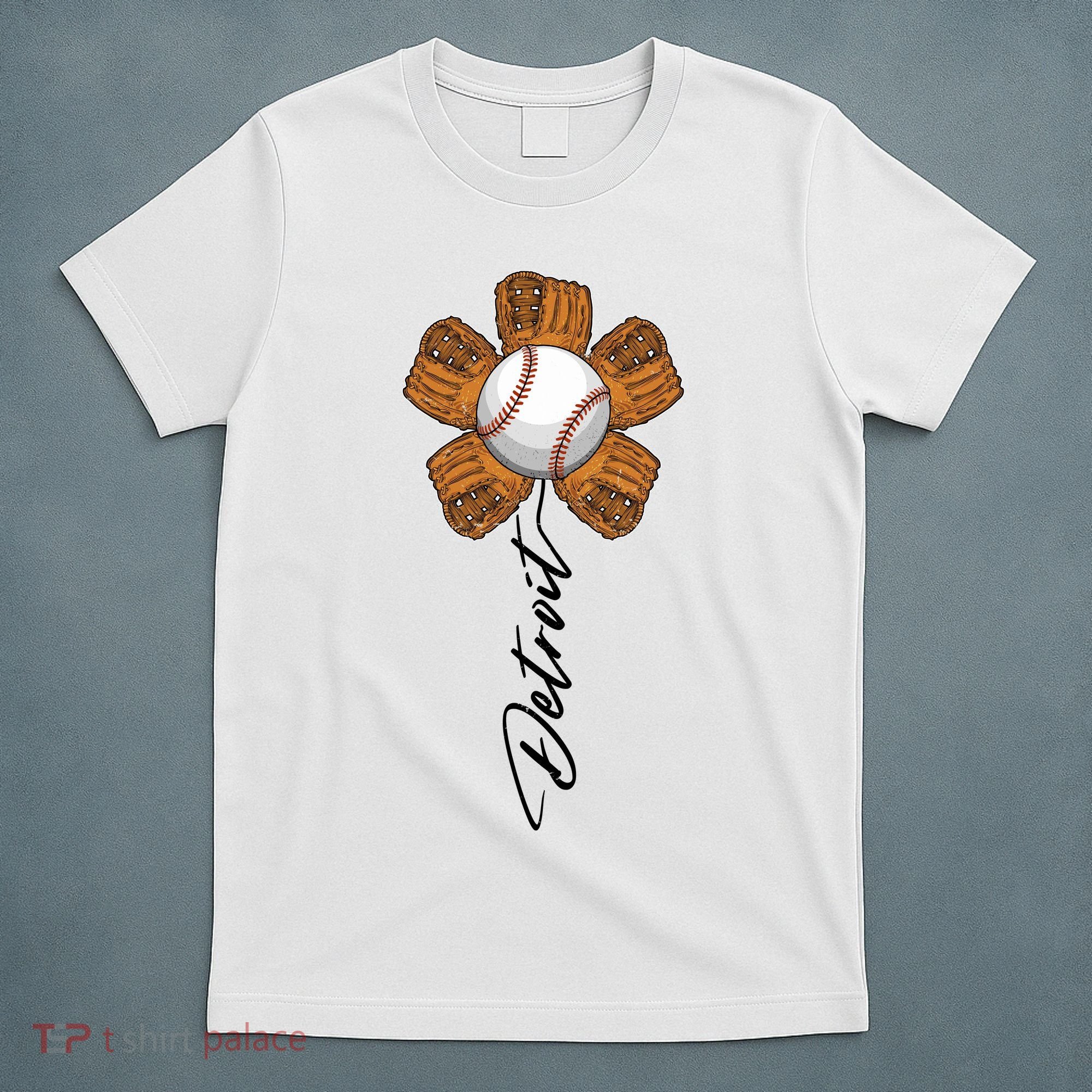 Detroit Baseball Flower Sports Fan T-Shirt