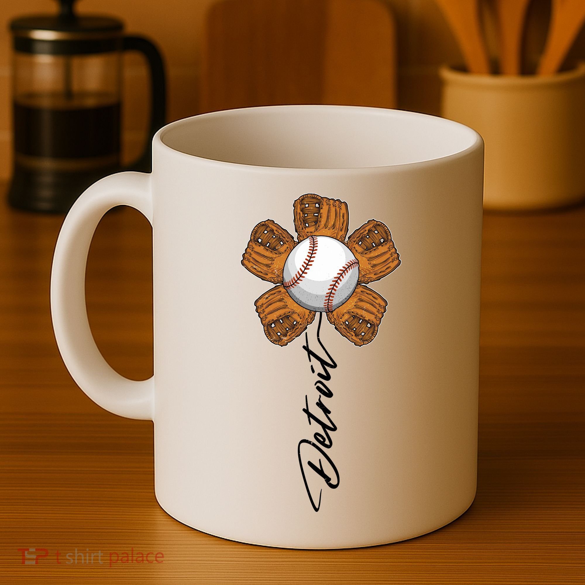Detroit Baseball Flower Sports Fan Coffee Mug