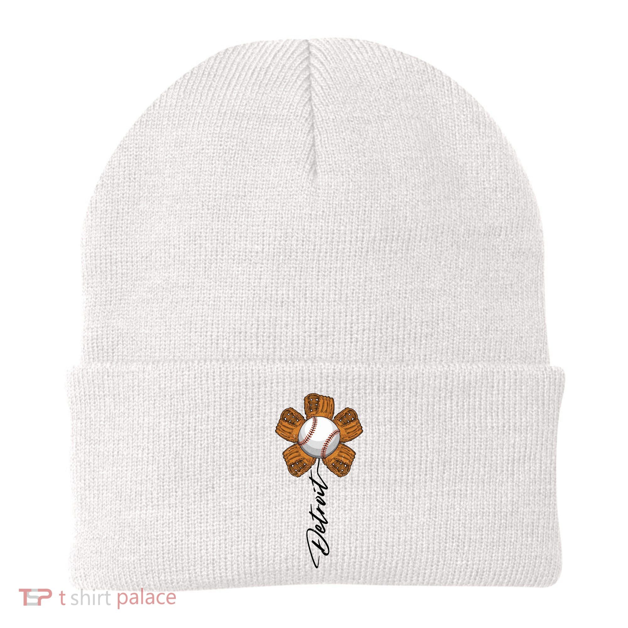 Detroit Baseball Flower Sports Fan Beanie