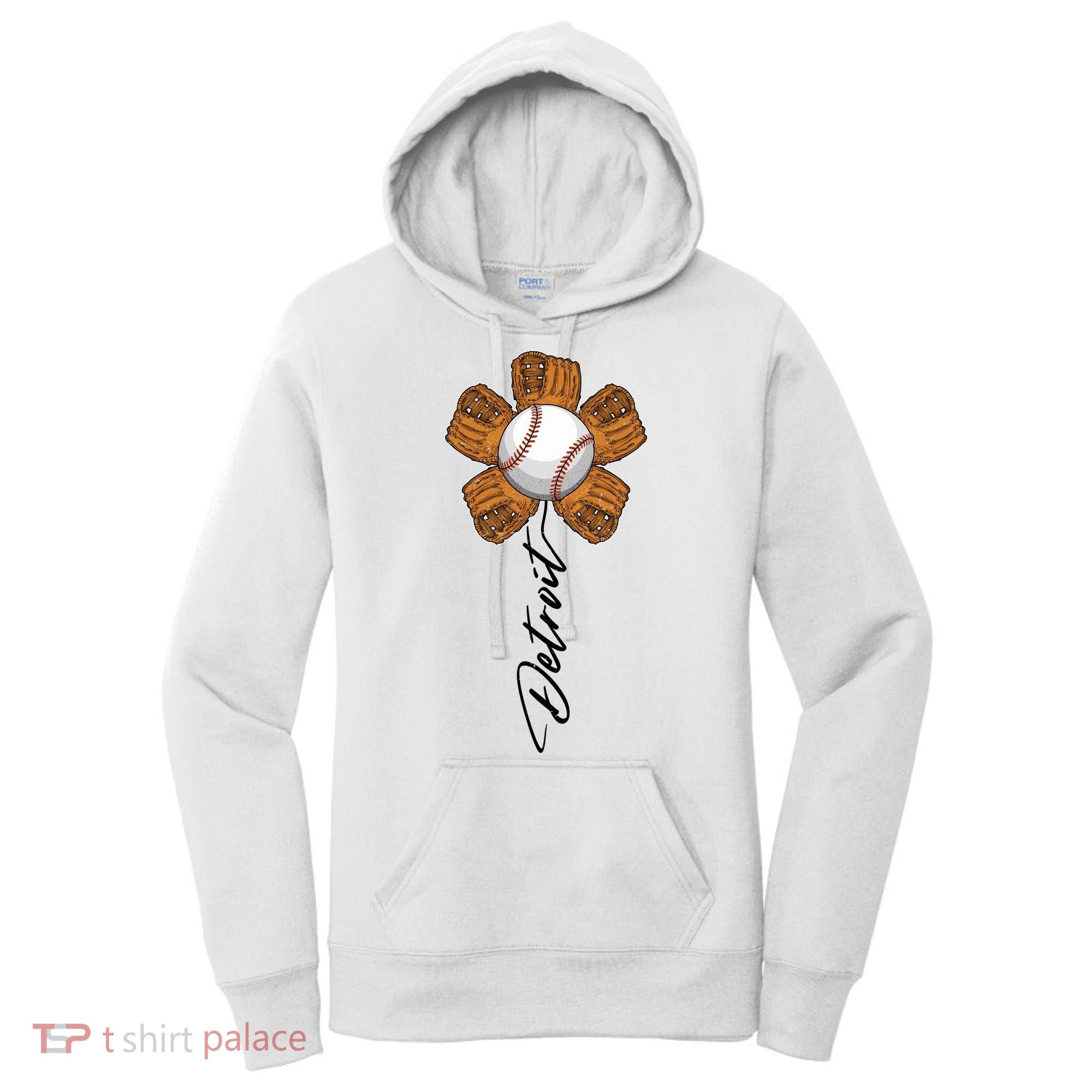 Detroit Baseball Flower Sports Fan Women's Hoodie