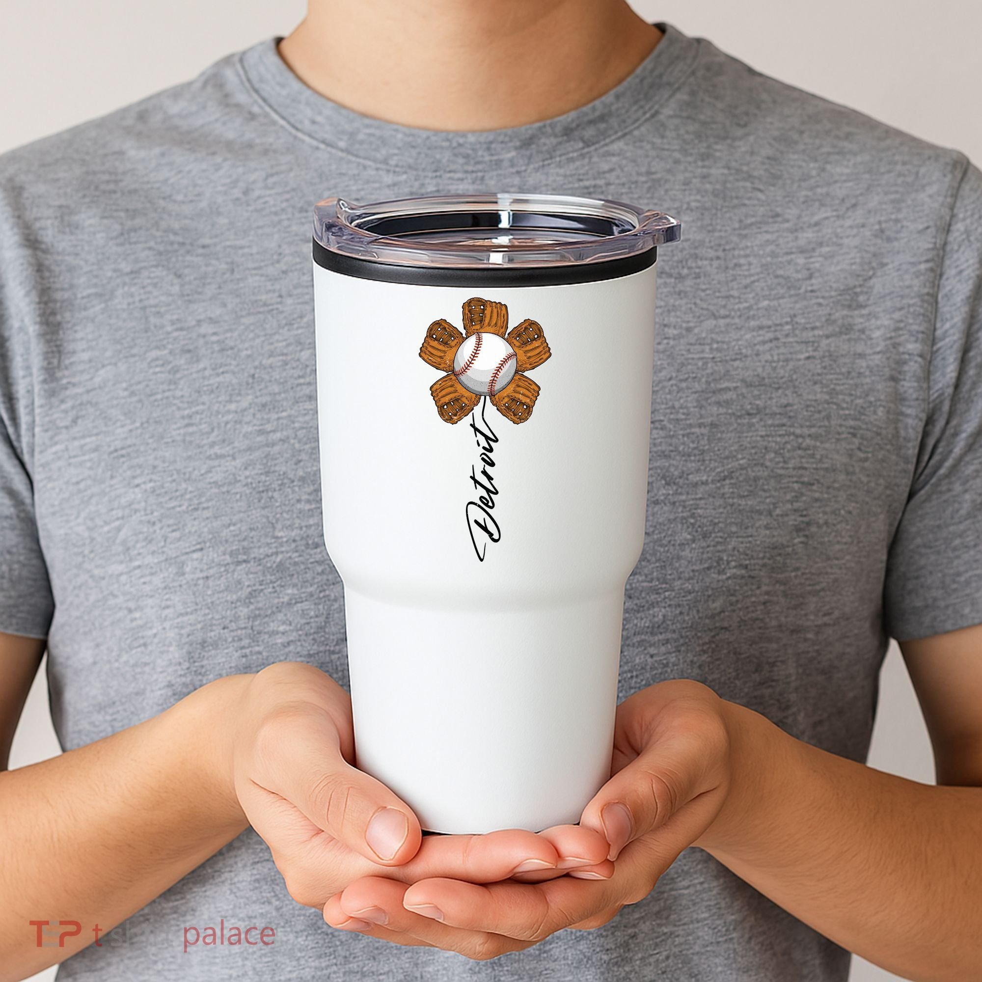Detroit Baseball Flower Sports Fan Tumbler