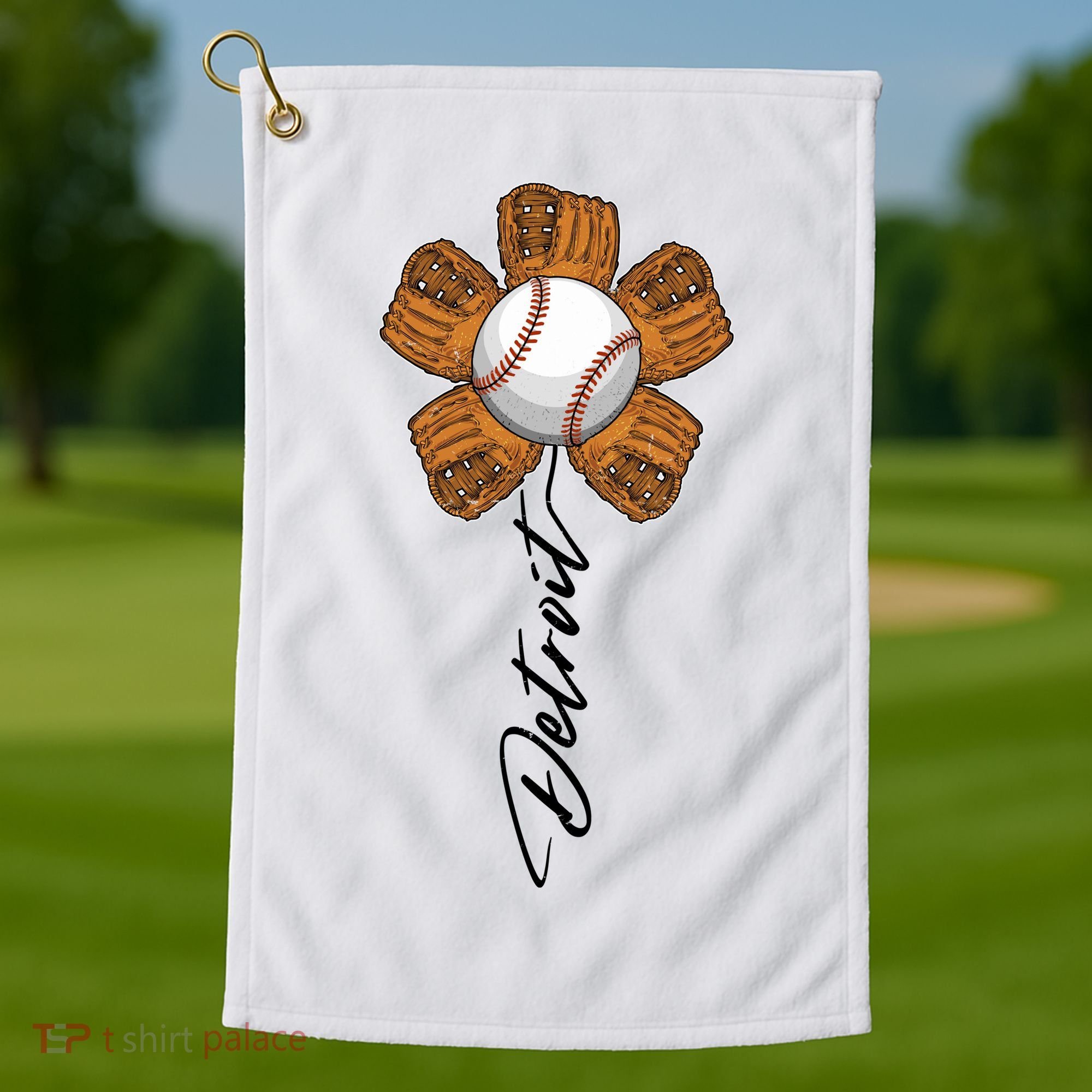 Detroit Baseball Flower Sports Fan Golf Towel