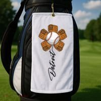 Detroit Baseball Flower Sports Fan Golf Towel thumb 2