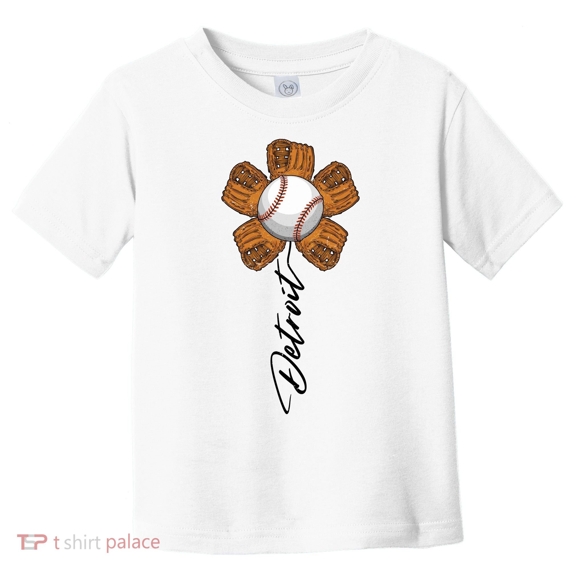 Detroit Baseball Flower Sports Fan Toddler T-Shirt