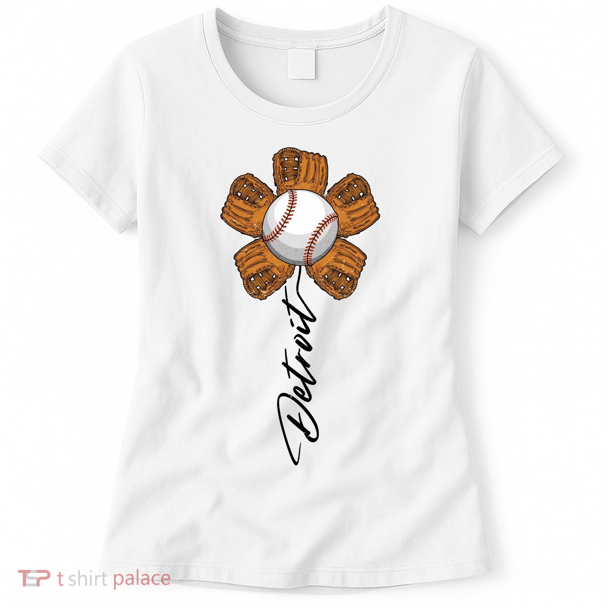 Detroit Baseball Flower Sports Fan Women's T-Shirt
