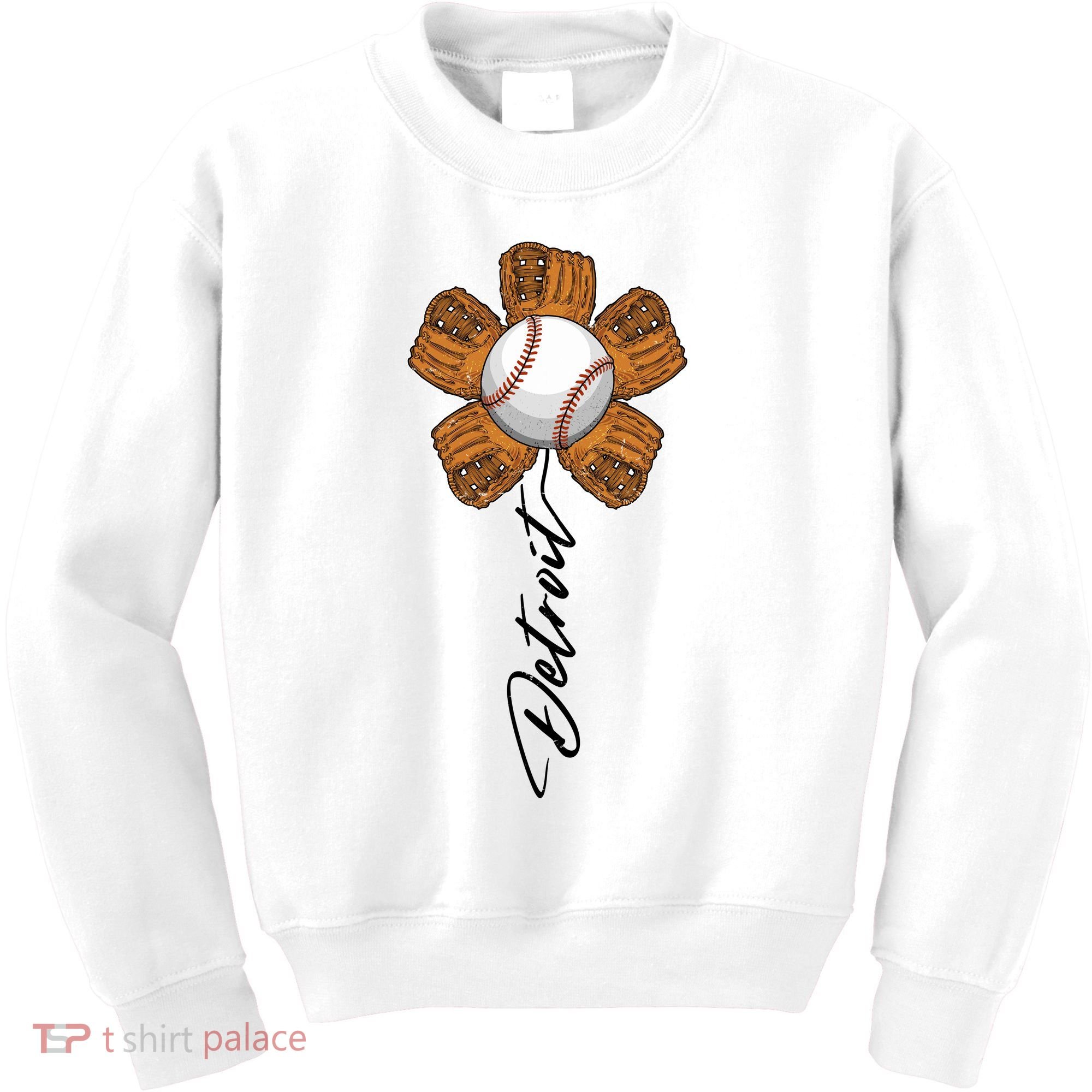 Detroit Baseball Flower Sports Fan Kids Sweatshirt
