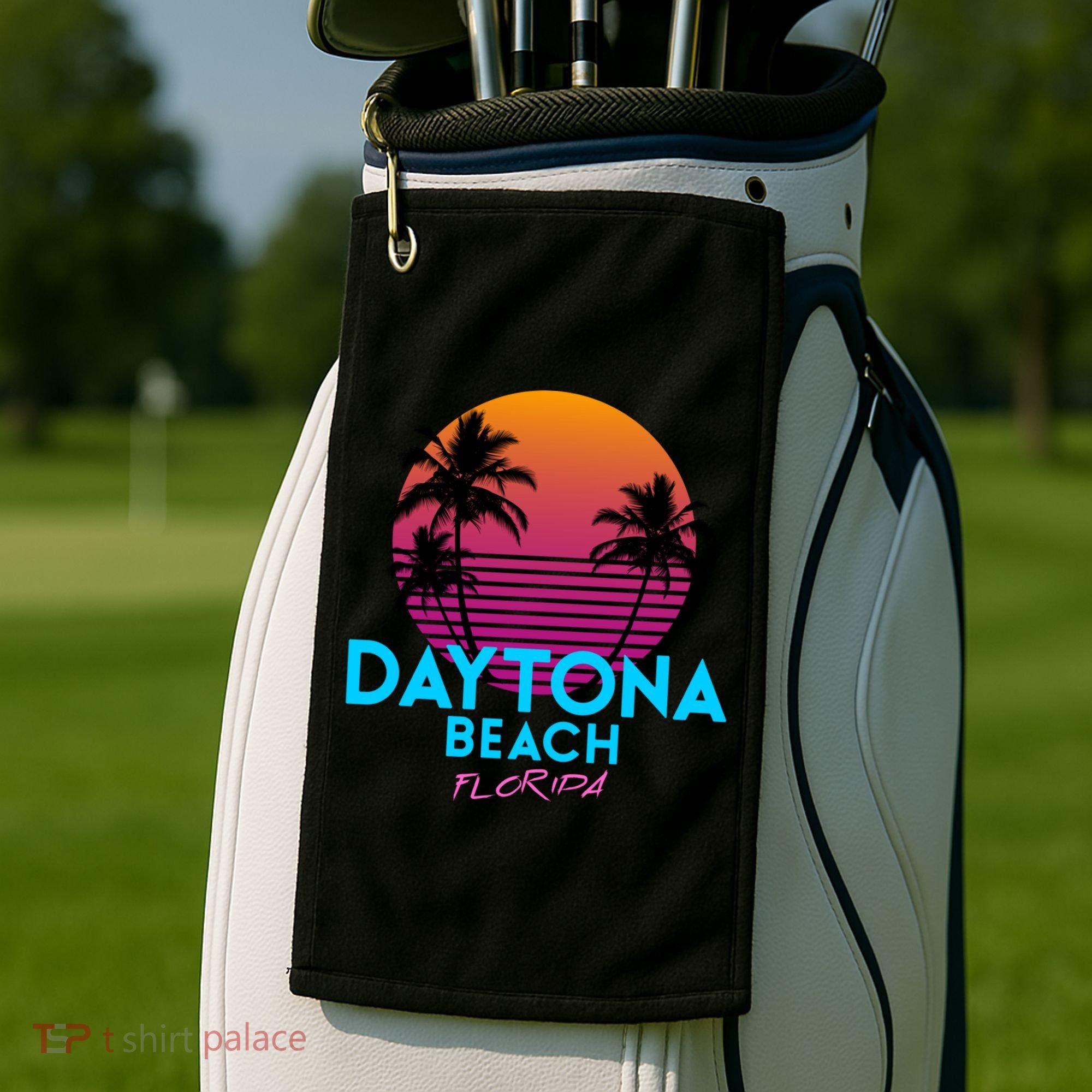Daytona Beach Florida Retro 80s Gift Golf Towel