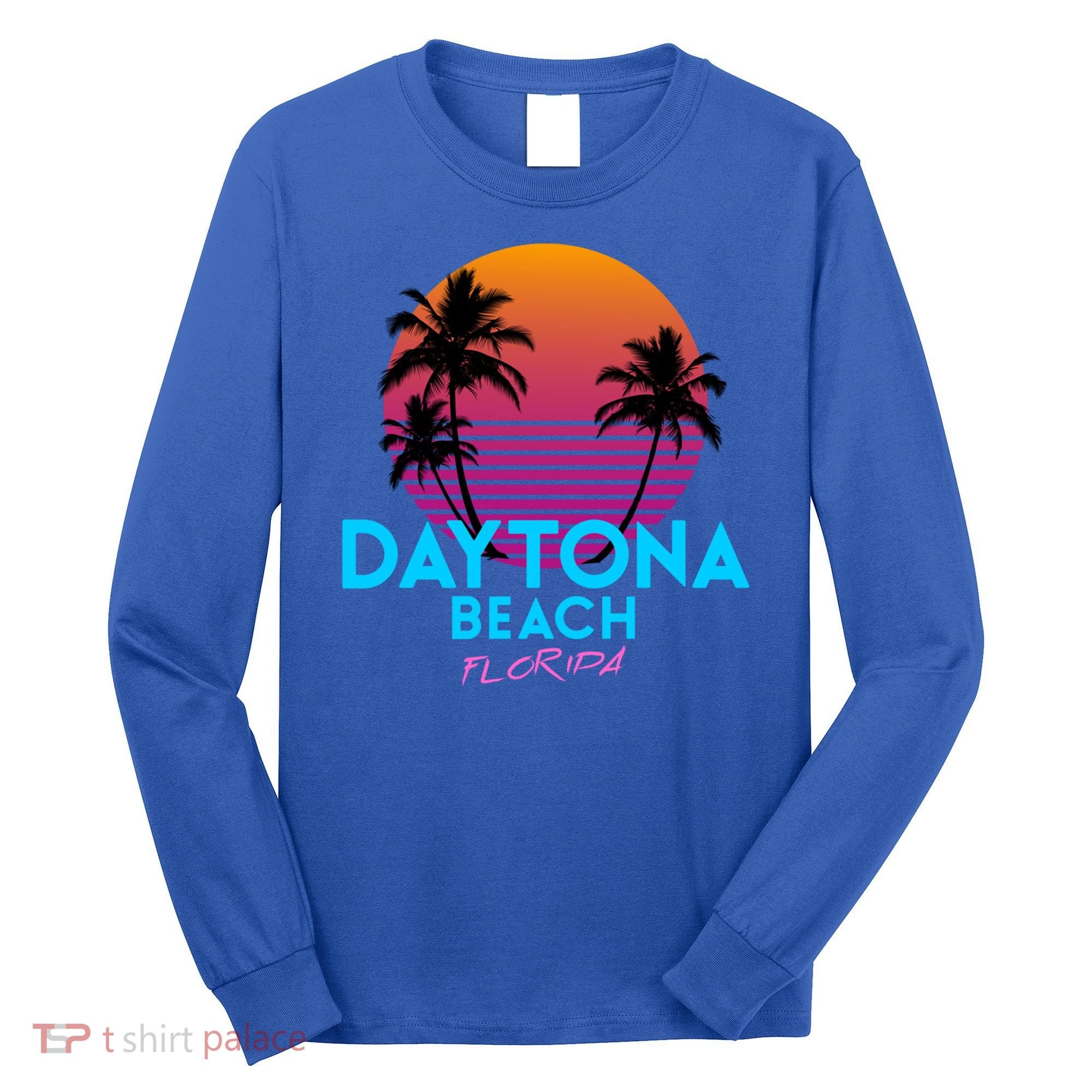 Daytona Beach Florida Retro 80s Gift Long Sleeve Shirt
