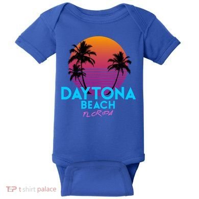 Daytona Beach Florida Retro 80s Gift Baby Bodysuit