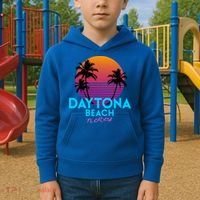Daytona Beach Florida Retro 80s Gift Kids Hoodie thumb 2